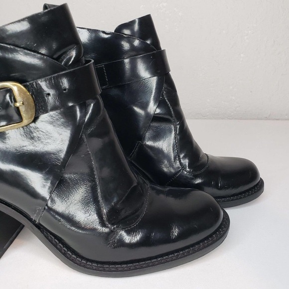 Arrichi Anthropologie Booties Black Patent Leather Heel Boots Womens Size 7 B - Picture 4 of 15